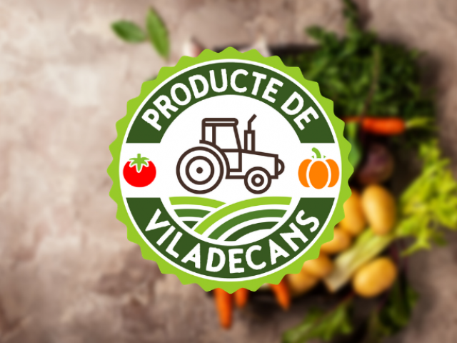 Logotip de producte de Viladecans amb tractor Logotip de producte de Viladecans amb tractor