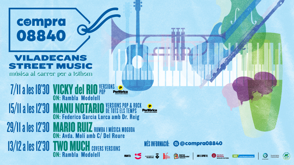 Cartell de les actuacions de novembre i desembre de Viladecans Street Music Cartell de les actuacions de novembre i desembre de Viladecans Street Music