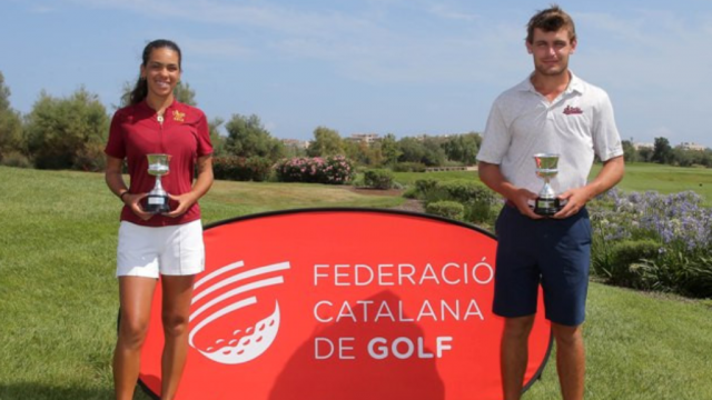 Daniela Campillo, acompanyada del guanyador masculí, Josep Maria Serra
